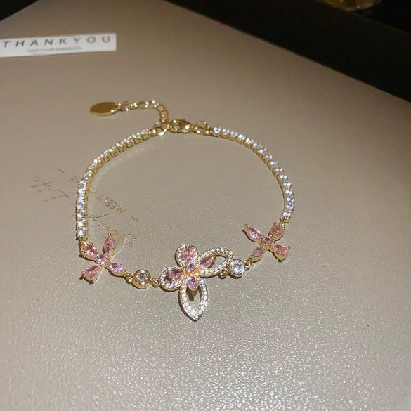 Wholesale Copper Gourd Hollow Bracelet With Real Gold Electroplated Zircon Geometric Pattern Light Luxury Style For Women