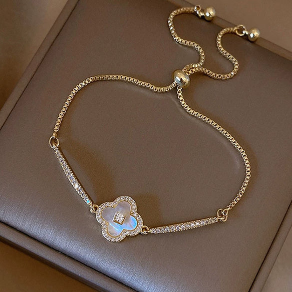 Wholesale Copper Gourd Hollow Bracelet With Real Gold Electroplated Zircon Geometric Pattern Light Luxury Style For Women