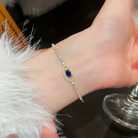 Wholesale Copper Gourd Hollow Bracelet With Real Gold Electroplated Zircon Geometric Pattern Light Luxury Style For Women