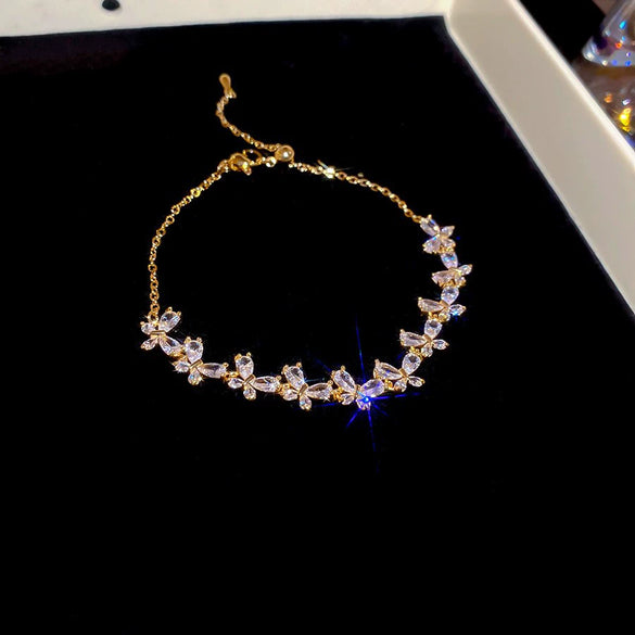 Wholesale Copper Gourd Hollow Bracelet With Real Gold Electroplated Zircon Geometric Pattern Light Luxury Style For Women