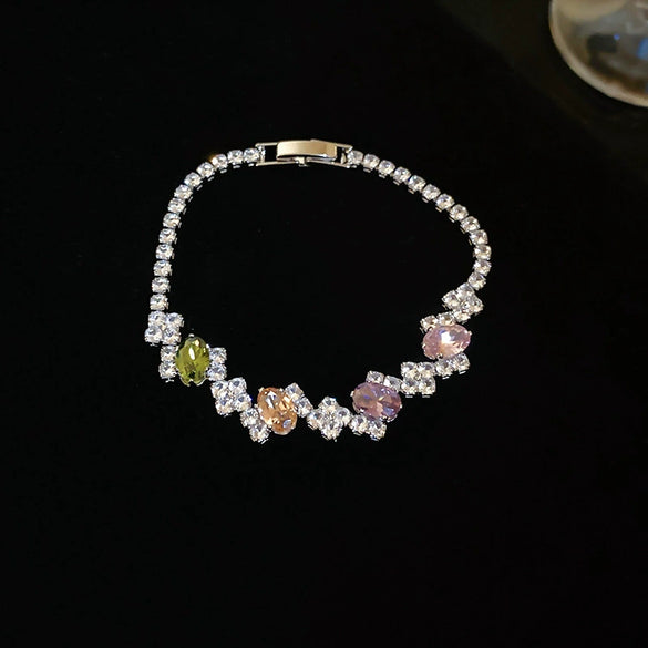 Wholesale Copper Gourd Hollow Bracelet With Real Gold Electroplated Zircon Geometric Pattern Light Luxury Style For Women