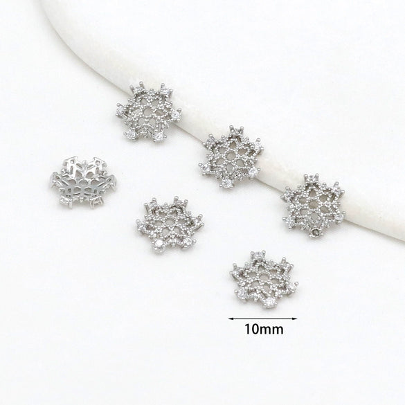 Wholesale Copper Handmade Diy Accessories Bead Holder With Inlaid Zircon Torus And Sixpointed Star Flower Design Electroplated