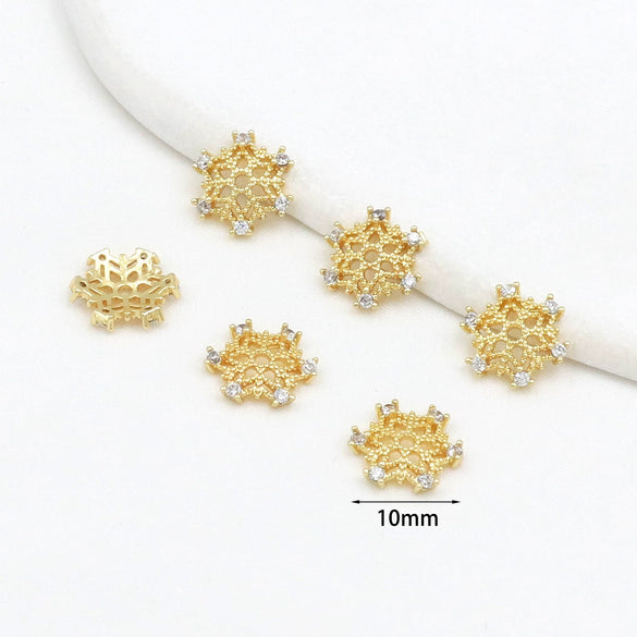 Wholesale Copper Handmade Diy Accessories Bead Holder With Inlaid Zircon Torus And Sixpointed Star Flower Design Electroplated