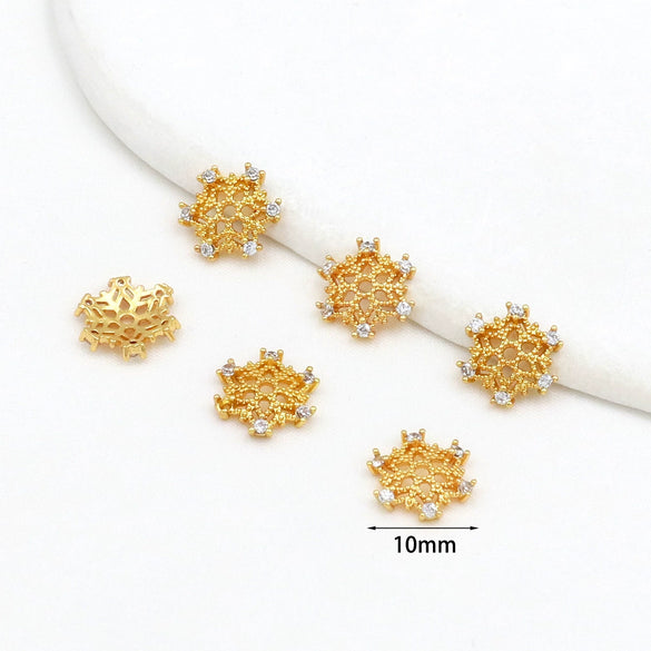Wholesale Copper Handmade Diy Accessories Bead Holder With Inlaid Zircon Torus And Sixpointed Star Flower Design Electroplated