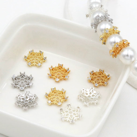 Wholesale Copper Handmade Diy Accessories Bead Holder With Inlaid Zircon Torus And Sixpointed Star Flower Design Electroplated