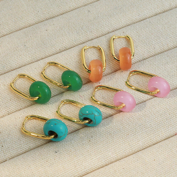 Wholesale Copper Handmade Geometric Circle Women's Safety Buckle Earrings