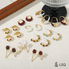 Wholesale Copper Handmade Geometric Vintage Red Oil Drop Earrings For Women