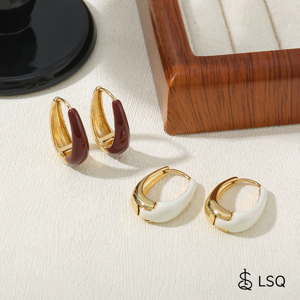 Wholesale Copper Handmade Geometric Vintage Red Oil Drop Earrings For Women