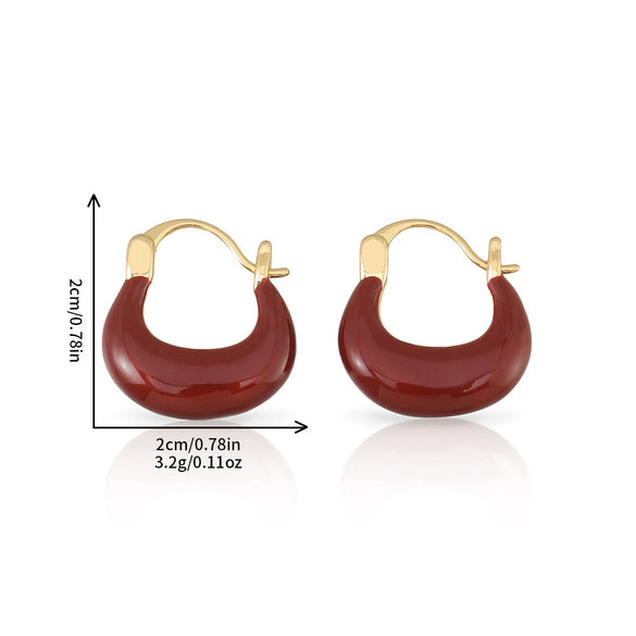 Wholesale Copper Handmade Geometric Vintage Red Oil Drop Earrings For Women