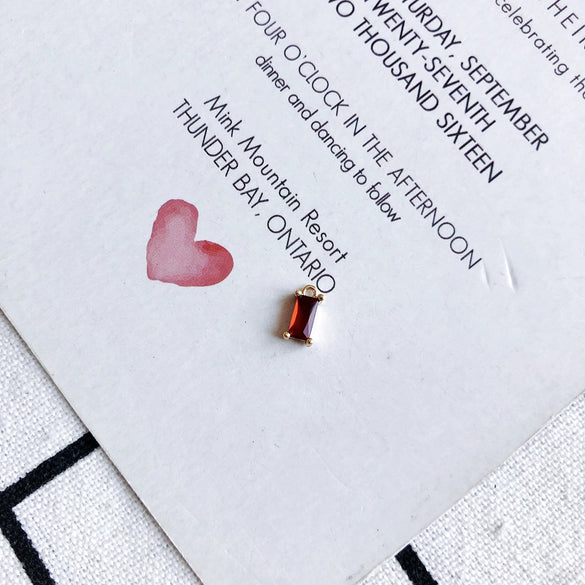 Wholesale Copper Hanging Crystal Geometric Square Pendant Jewelry Accessories With Red Copper Plated Zircon Inlay And Electroplating