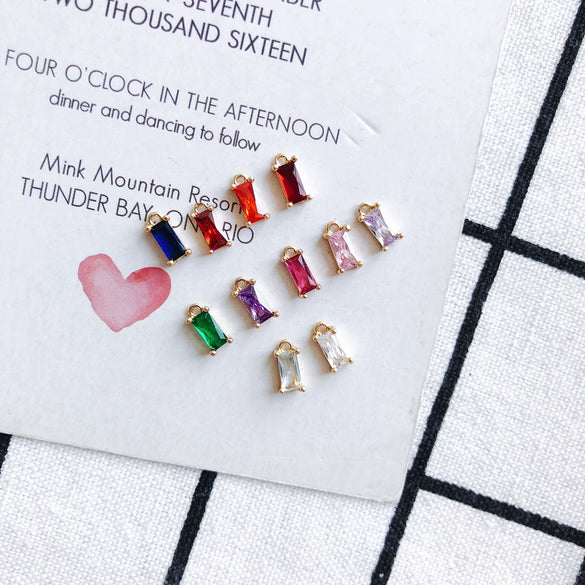 Wholesale Copper Hanging Crystal Geometric Square Pendant Jewelry Accessories With Red Copper Plated Zircon Inlay And Electroplating