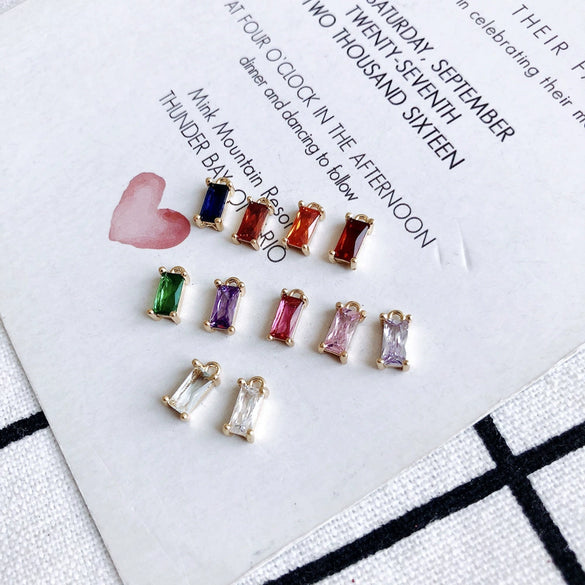 Wholesale Copper Hanging Crystal Geometric Square Pendant Jewelry Accessories With Red Copper Plated Zircon Inlay And Electroplating