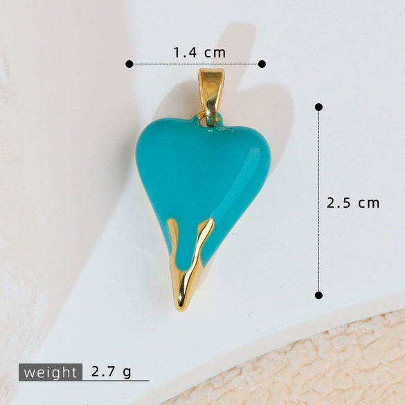 Wholesale Copper Heart Shape Jewelry Pendant With Oil Painting Style And Electroplating Process For Female