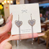Wholesale Copper Heart Shape Zirconia Light Luxury Tassel Earrings For Women