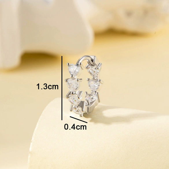 Wholesale Copper Heart Shaped Inlaid Zircon Sweet Style Women's Ear Buckle Earrings