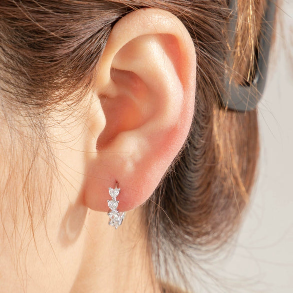 Wholesale Copper Heart Shaped Inlaid Zircon Sweet Style Women's Ear Buckle Earrings