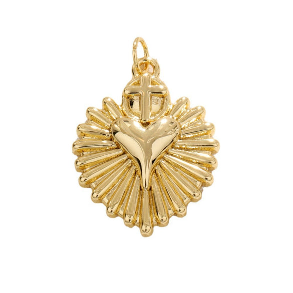 Wholesale Copper Heartshaped Cross Pendant Electroplated Geometric Retro Accessories