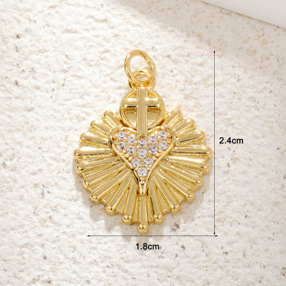 Wholesale Copper Heartshaped Cross Pendant Electroplated Geometric Retro Accessories