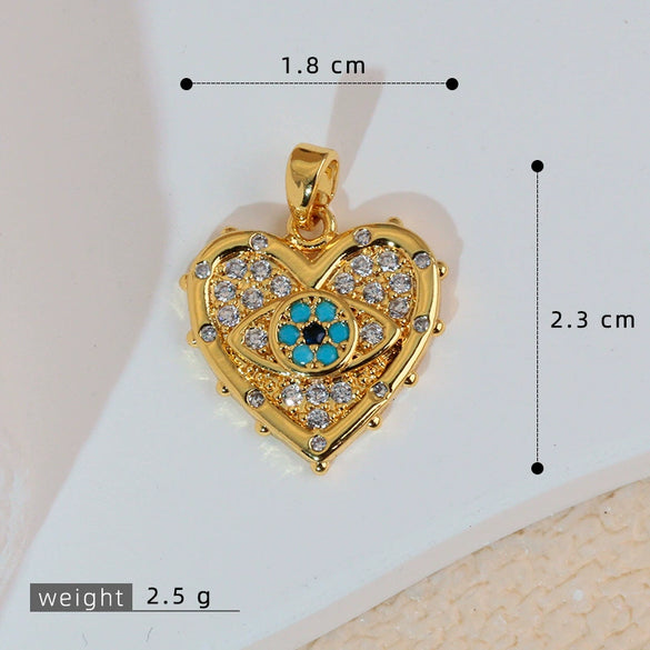 Wholesale Copper Heartshaped Devil's Eye Pendant Jewelry Accessories With Electroplating