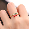 Wholesale Copper Heartshaped Fruit Pattern Dripping Oil Sweet Style Women's Ring