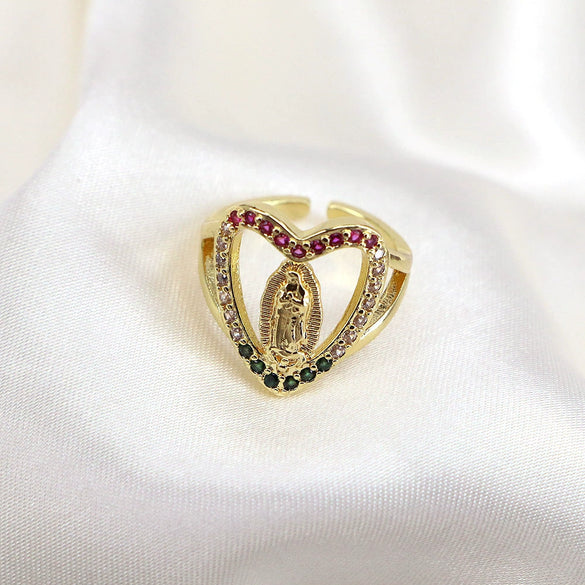 Wholesale Copper Heartshaped Geometric Style Ring With Micro Inlaid Zircon And Electroplating Treatment For Women