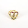 Wholesale Copper Heartshaped Geometric Style Ring With Micro Inlaid Zircon And Electroplating Treatment For Women