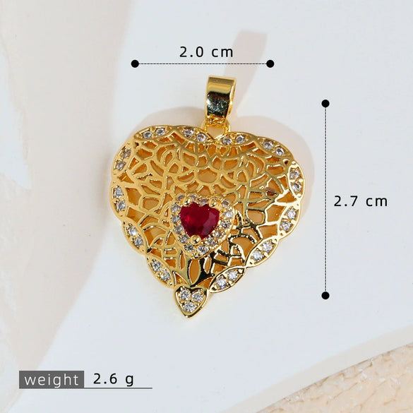 Wholesale Copper Heartshaped Retro Simple Style Electroplated Pendant Earrings Accessories