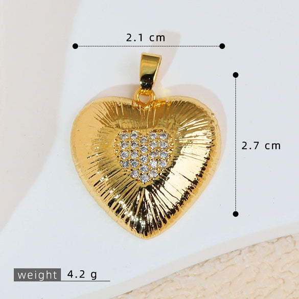 Wholesale Copper Heartshaped Retro Simple Style Electroplated Pendant Earrings Accessories
