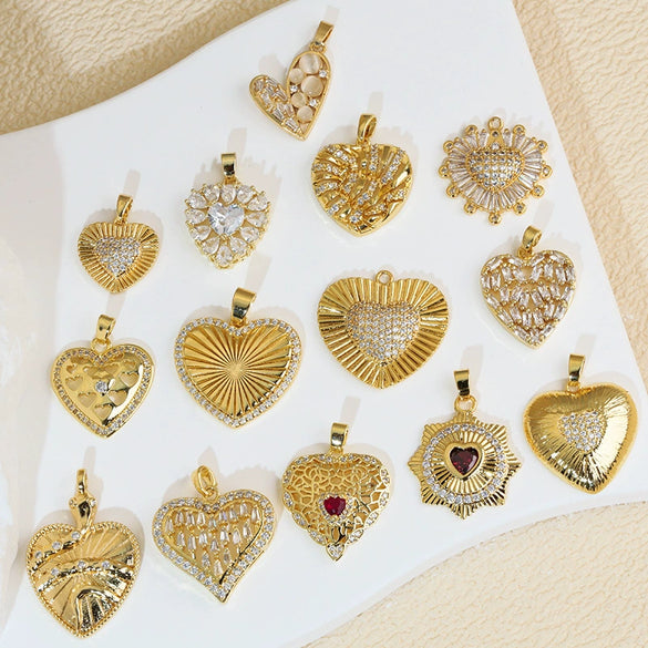 Wholesale Copper Heartshaped Retro Simple Style Electroplated Pendant Earrings Accessories
