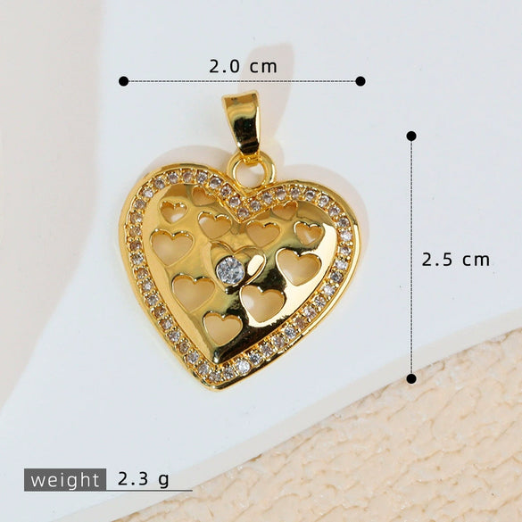 Wholesale Copper Heartshaped Retro Simple Style Electroplated Pendant Earrings Accessories