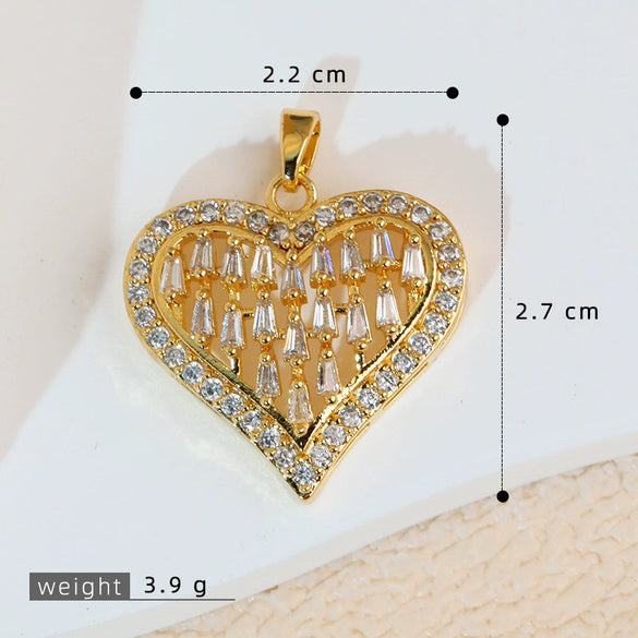 Wholesale Copper Heartshaped Retro Simple Style Electroplated Pendant Earrings Accessories