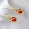 Wholesale Copper Heartshaped Sweet Retro Light Luxury Earrings For Women With Sacred Heart And Arrow Pattern