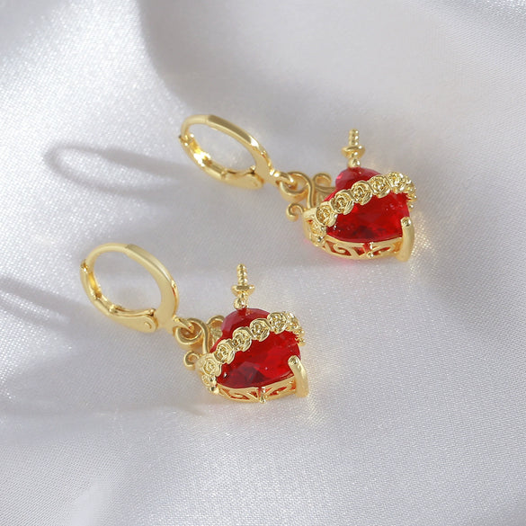 Wholesale Copper Heartshaped Sweet Retro Light Luxury Earrings For Women With Sacred Heart And Arrow Pattern