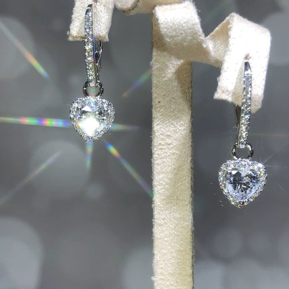 Wholesale Copper Heartshaped Zircon Earrings