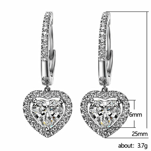 Wholesale Copper Heartshaped Zircon Earrings