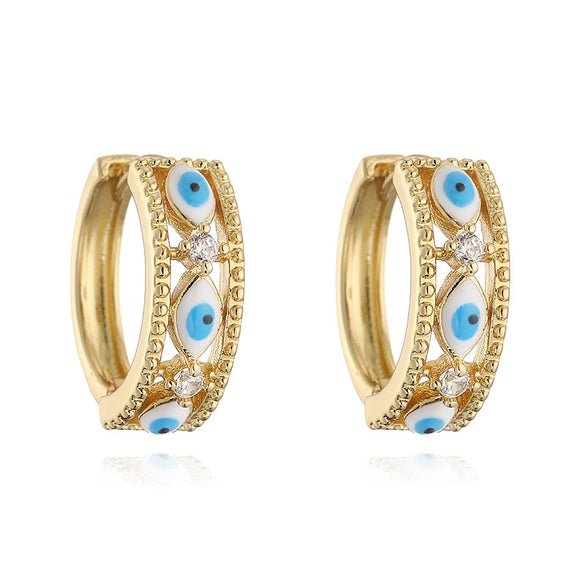 Wholesale Copper Hip Hop Boho Style Geometric Dripping Oil Devil's Eye Earrings For Women