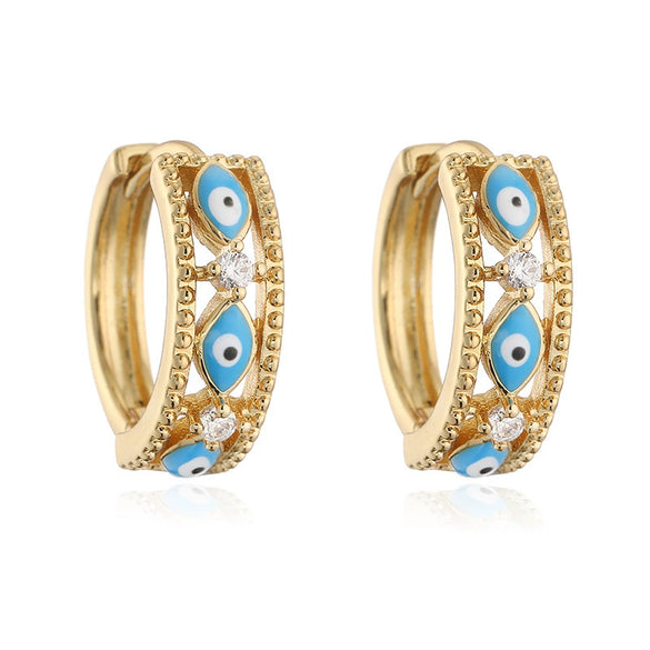 Wholesale Copper Hip Hop Boho Style Geometric Dripping Oil Devil's Eye Earrings For Women