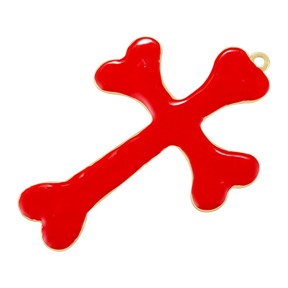 Wholesale Copper Hiphop Style Dripping Oil Cross Pattern Pendant Earrings And Necklaces Set For Women