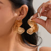 Wholesale Copper Hollow Gingko Leaf Earrings For Women Electroplated Minimalist Style