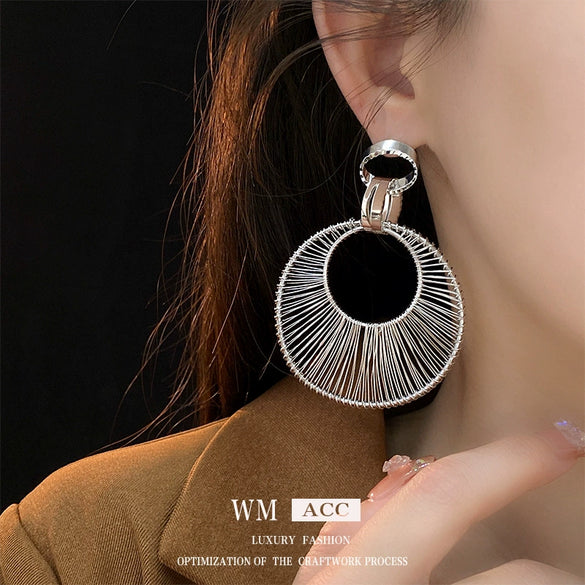 Wholesale Copper Hollowout Geometric Circle Earrings For Women
