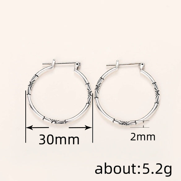 Wholesale Copper Hoop Earrings Geometric Retro Style Electroplating For Women