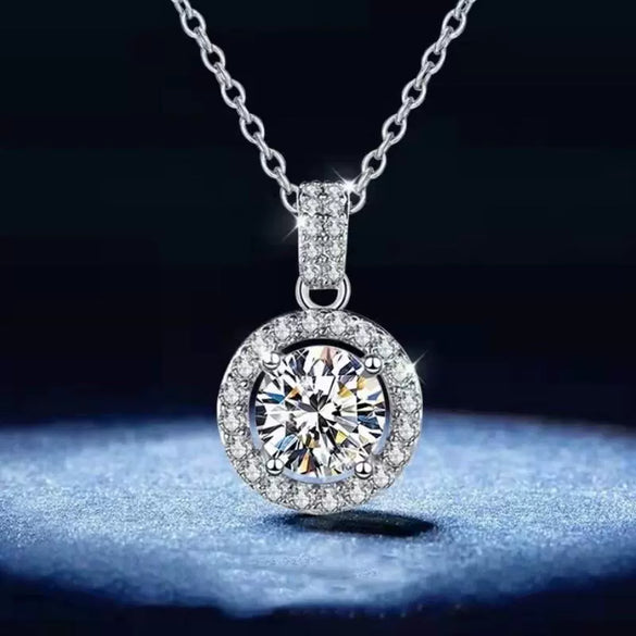 Wholesale Copper Imitation Moissanite Geometric Natural Style Electroplated Pendant Clavicle Necklace For Women