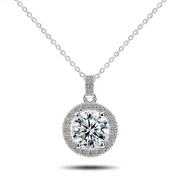 Wholesale Copper Imitation Moissanite Geometric Natural Style Electroplated Pendant Clavicle Necklace For Women