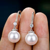 Wholesale Copper Imitation Pearl Earrings With Geometric Style Set With Pearls