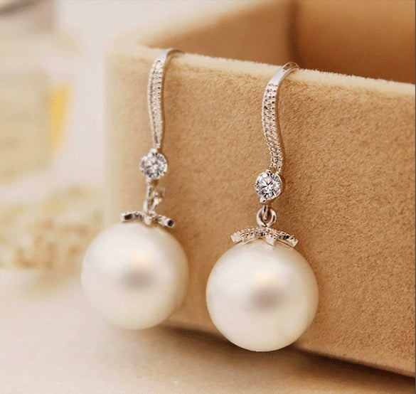 Wholesale Copper Imitation Pearl Earrings With Geometric Style Set With Pearls