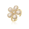 Wholesale Copper Inlaid Colored Diamond Flower Petal Ring For Women Light Luxury Style With Zirconia