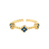Wholesale Copper Inlaid Colored Diamond Geometric Flower Petal Fourleaf Clover Open Adjustable Women's Ring With Electroplating