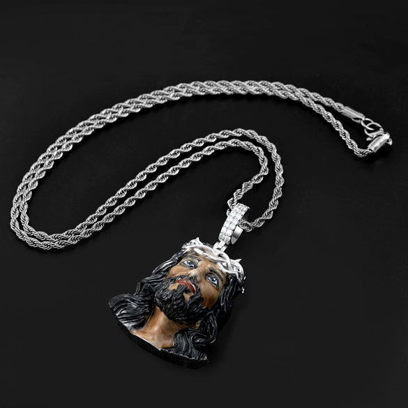 Wholesale Copper Inlaid Oil Drip Cartoon Character Pendant Necklace Retro Hip Hop Style Jewelry Accessories