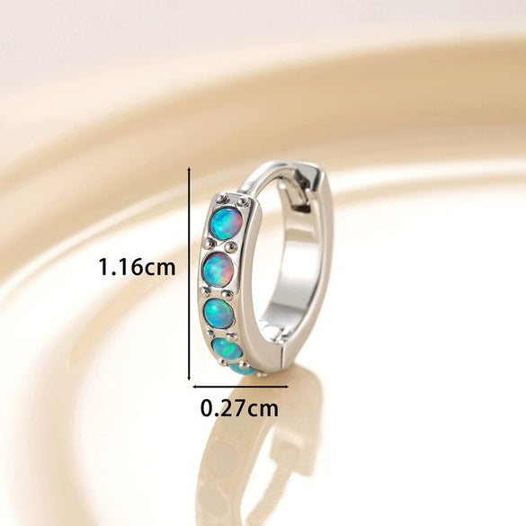 Wholesale Copper Inlaid Opal And Zircon Earrings For Girls With Sweet Style