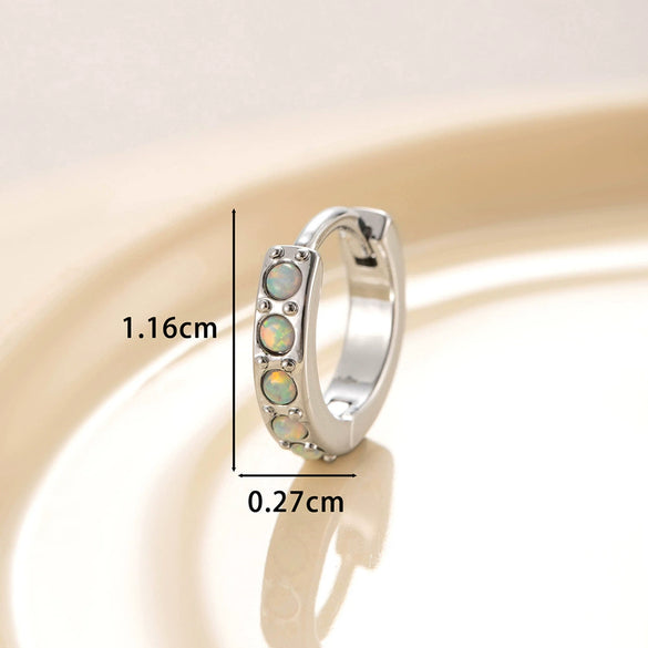 Wholesale Copper Inlaid Opal And Zircon Earrings For Girls With Sweet Style